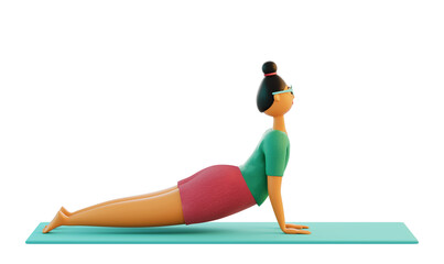 Upward Facing Dog Pose (Urdhva Mukha Shvanasana). A series Yoga Poses. 3d render illustration.