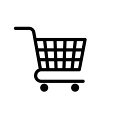 Shopping cart vector icon, flat design. Isolated on white background.Shopping stroller vector outline.