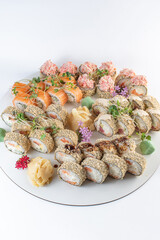set sushi rolls with gignger