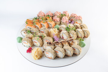 set sushi rolls with gignger