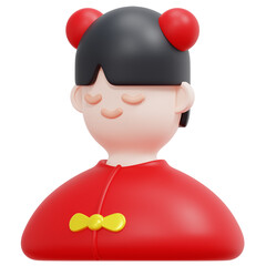 girl 3d render icon illustration