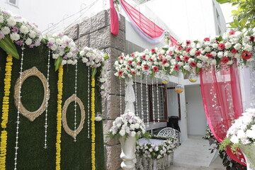 Mumbai, India 14th May 2022: Indian Wedding Decoration. Wedding Events Decor. Beautiful Decoration...