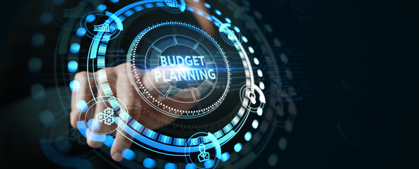 Budget planning business finance concept on virtual screen interface. Business, technology, internet and networking concept.