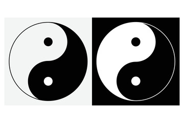Yin yang symbol of harmony and balance , line icon vector isolated on white background. Japan culture style