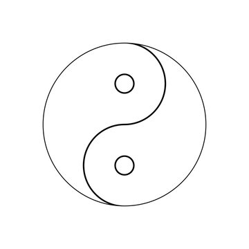 recommend clip art: Yin yang symbol of harmony and balance , line icon vector isolated on white background. Japan culture style