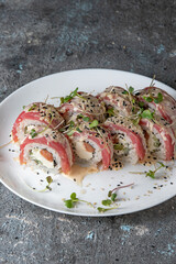 sushi rolls on white plate