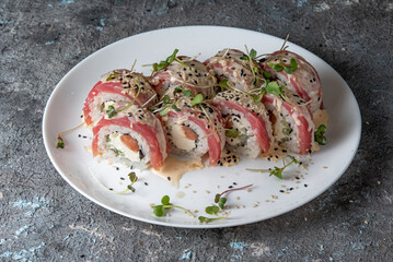 sushi rolls on white plate