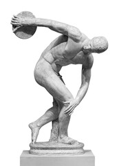 Discus thrower discobolus statue. A part of the ancient Olymp games. A Roman copy of the lost...