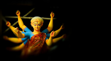 Godess Durga idol in a Pandal.Durga Puja is the most important worldwide hindu festival for Bengali	