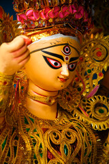 Godess Durga idol in a Pandal.Durga Puja is the most important worldwide hindu festival for Bengali