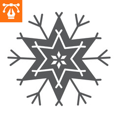 Snowflake solid icon, glyph style icon for web site or mobile app, winter and weather, christmas snowflake vector icon, simple vector illustration, vector graphics with editable strokes.