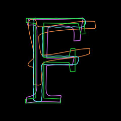 Obraz premium Scribble letter F font typography 