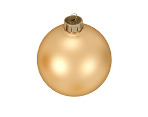 Isolated elegance golden Christmas decorative ball on transparent background