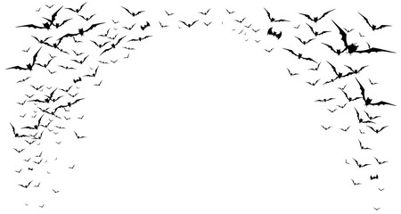 Flock of bats - halloween illustration, transparent background - obrazy, fototapety, plakaty