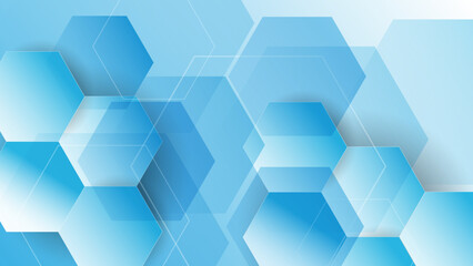 Obraz na płótnie Canvas Abstract hexagonal shapes technology digital hi tech concept background in blue and white color