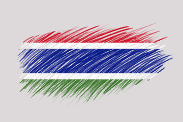 3D Flag of Gambia on vintage style brush background.