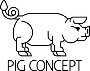 Pig Sign Label Icon Concept