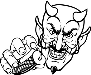 Devil Satan Ice Hockey Sports Mascot Cartoon