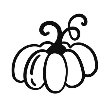 Hand Drawn Pumpkin Simple Outline Doodle Sketch