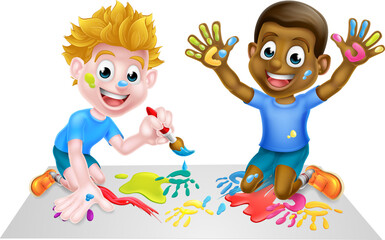 Cartoon Children Painting