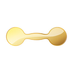 Gold dumbbell icon. Golden logo design element. Vector illustration. Exercise dumbbells icon