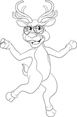 Cool Christmas Reindeer In Sunglasses Cartoon