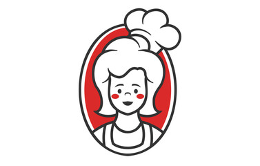 Mom's Cooking Logo Design. Mother Chef Kitchen Icon Vector