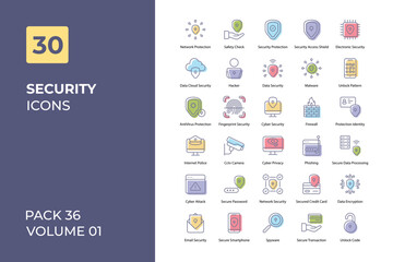 Security icons collection. Set contains such Icons as access, anti virus, browser protection, and more