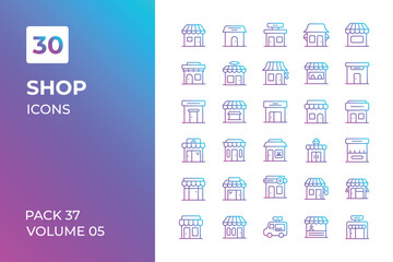 Shops icons collection. Set contains such Icons as Super market, shop, retail, and more