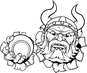 Viking Tennis Ball Sports Mascot Cartoon