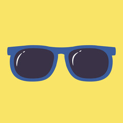 Blue frame sunglasses, illustration, vector, cartoon