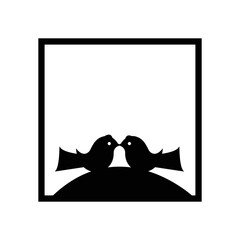 Two black bird animal logo template design 