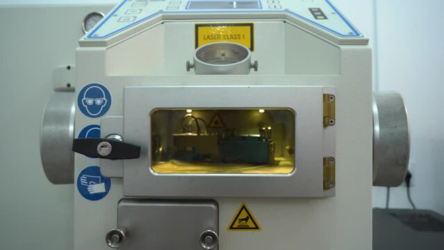 3D laser printer for medicine.  Prosthetics implant printing․ Exhibition of modern technologies. Future and technology concept. 