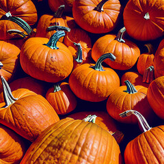 halloween pumpkins and autumn leaves pattern, holiday illustration, textures, wallpapers