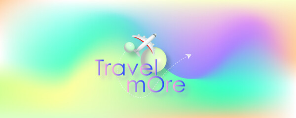 Travel more banner in colorful background