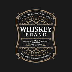 Vintage frame logo. Antique packaging label. Suitable for whiskey, bourbon, scotch, wine, vodka, rum, beer, distillery, etc.