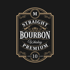 Fototapeta na wymiar Vintage frame logo. Antique packaging label. Suitable for whiskey, bourbon, scotch, wine, vodka, rum, beer, distillery, etc.