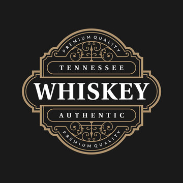 Vintage frame logo. Antique packaging label. Suitable for whiskey, bourbon, scotch, wine, vodka, rum, beer, distillery, etc.