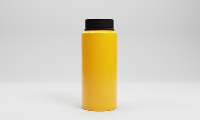 3d rendering simple yellow bottle isolated on white background