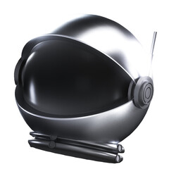 Astronaut helmet with silver color illustration in 3D design © CrafteryCo.