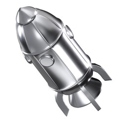 Rocket with silver color illustration in 3D design