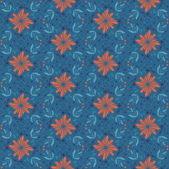 Crystal Star Moon Seamless Pattern Background Nature Plant Damask Art