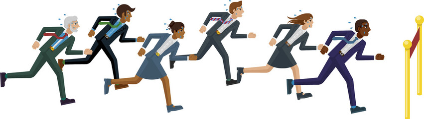Business People Running Race Finish Line Concept