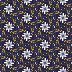 Crystal Star Moon Seamless Pattern Background Nature Plant Damask Art