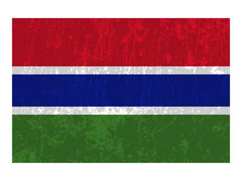Gambia grunge flag, official colors and proportion. Vector illustration.