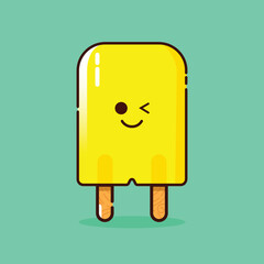 illustration vector graphic of yellow ice cream stick . perfect for display menu, children's book, logos, icons, etc.