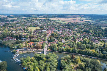 Amazing view of Goring and Streatley, village town near Reading, England