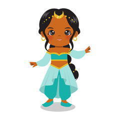 Cute Arabian princess costume. Flat vector cartoon design © cloverlittleworld
