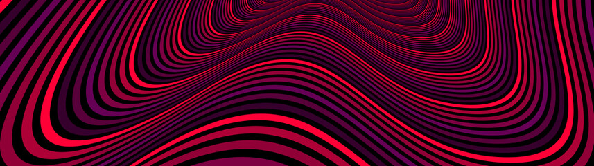 Colorful red abstract vector lines psychedelic optical illusion illustration, surreal op art linear curves in hyper 3D perspective, crazy distorted design, drug hallucination delirium,