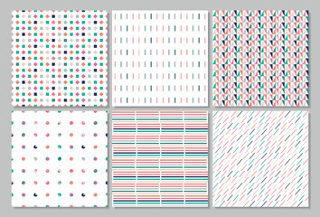 set of six patterns in trandy colors
